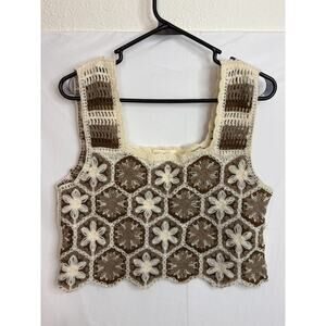 Rebellion Again Size Small Crochet Granny Square Crop Top